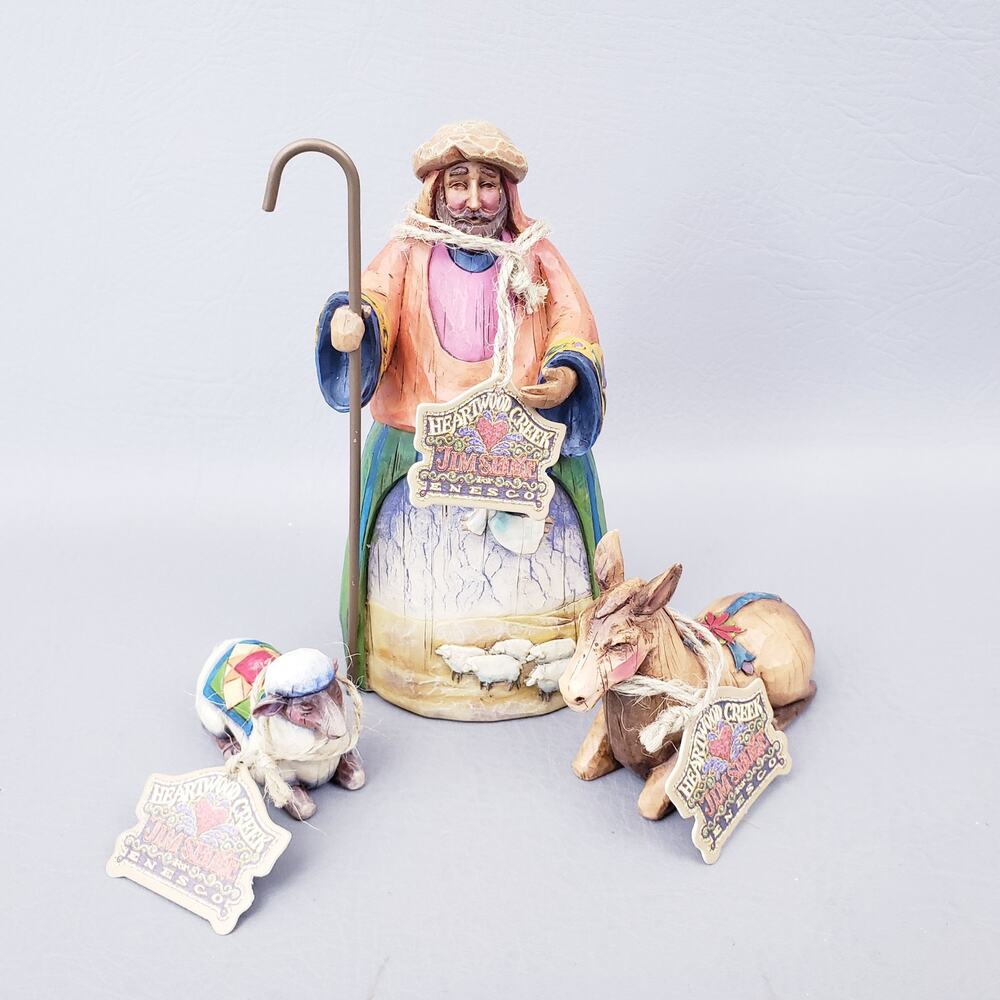 Jim Shore Heartwood Creek Nativity Figurine Shepherd Donkey & Lamb 113257 NIB